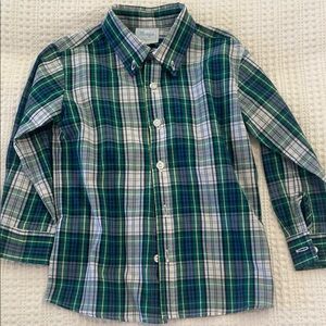 Little English Boys Plaid Shirt - Blue and Green 4T